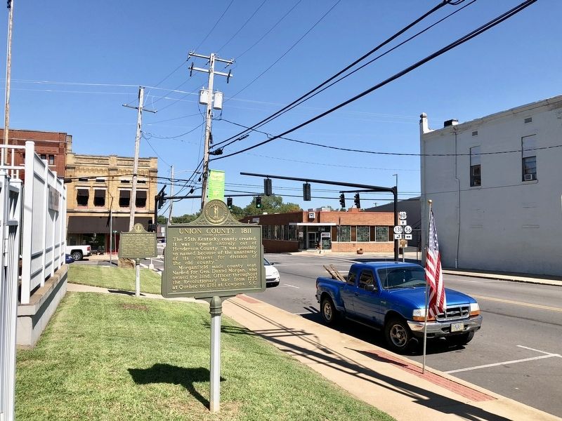Union County, 1811 Marker looking north on Morgan Street.. Click for full size. Union County, 1811 Marker looking north on Morgan Street. image. Click for full size.