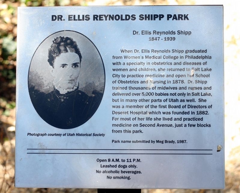 Dr. Ellis Reynolds Shipp Park Marker image. Click for full size.