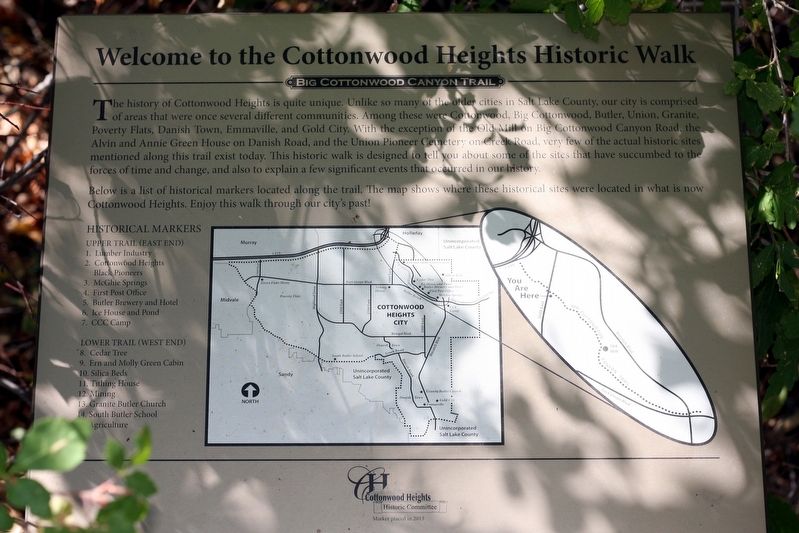 Welcome to the Cottonwood Heights Historic Walk Marker image. Click for full size.