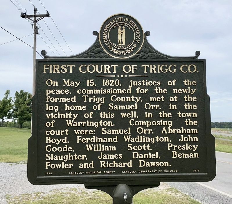 First Court of Trigg County Marker image. Click for full size.