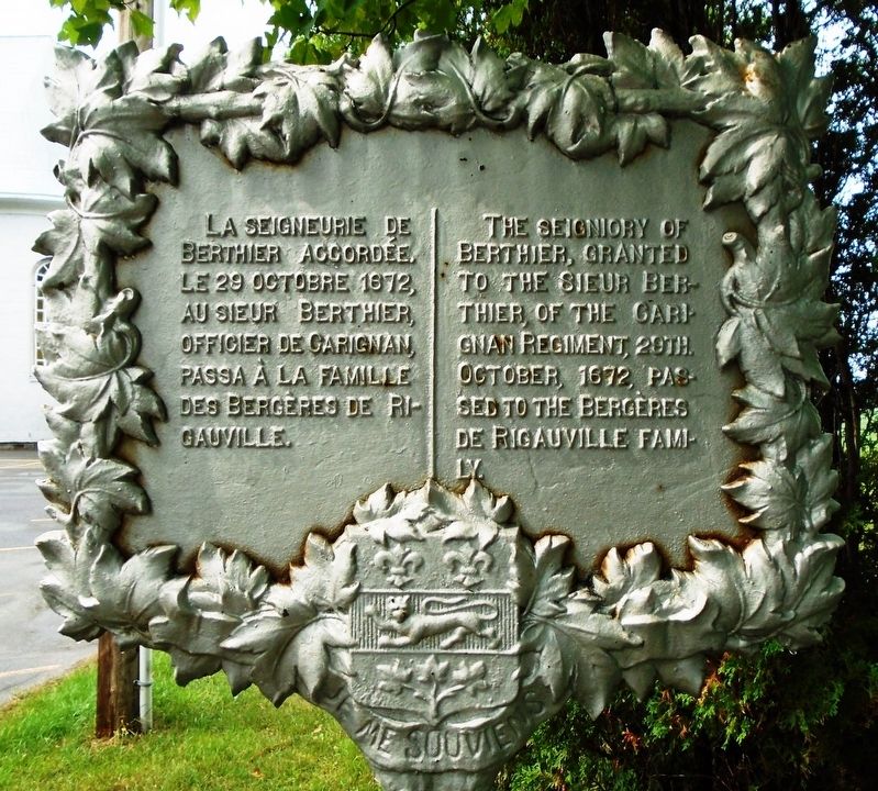 La seigneurie de Berthier / The Seigniory of Berthier Marker image. Click for full size.