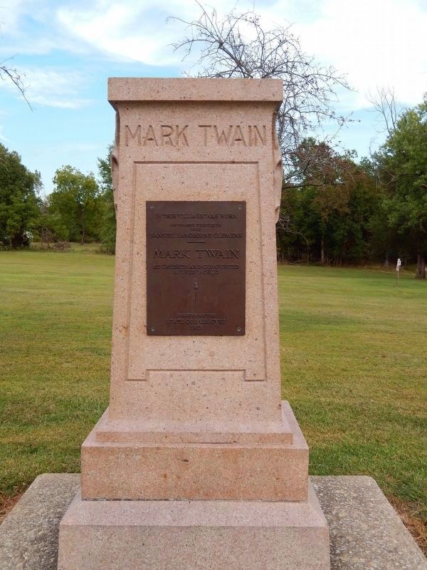 Mark Twain Birthplace Monument (<i>located behind marker</i>) image. Click for full size.