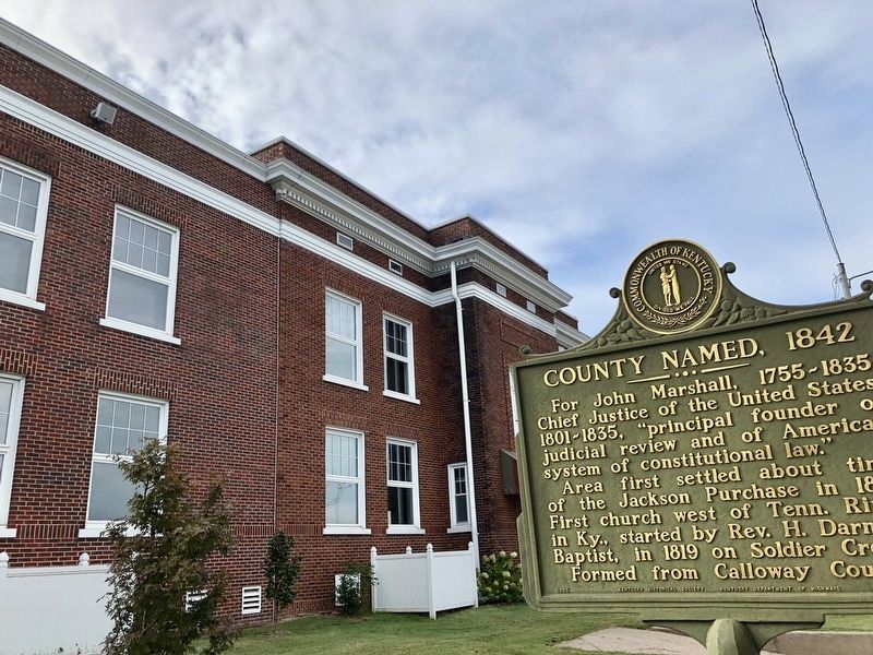 County Named, 1842 Marker at the rear of the courthouse. image. Click for full size.