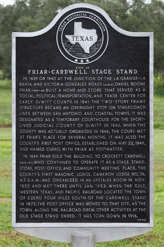 Friar-Cardwell Stage Stand Marker image. Click for full size.