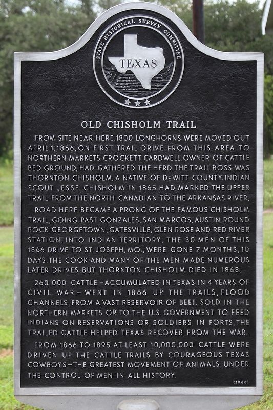 Old Chisholm Trail Marker. Click for full size. Old Chisholm Trail Marker image. Click for full size.