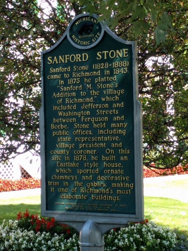 Sanford Stone / Weller House Marker - Side 1 image. Click for full size.