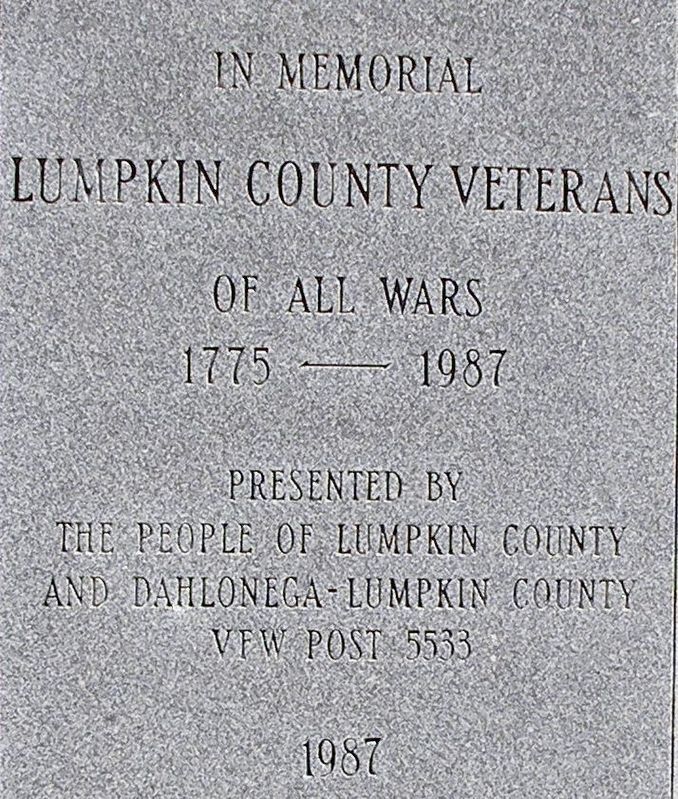Lumpkin County Veterans Memorial Marker. Click for full size. Lumpkin County Veterans Memorial Marker image. Click for full size.