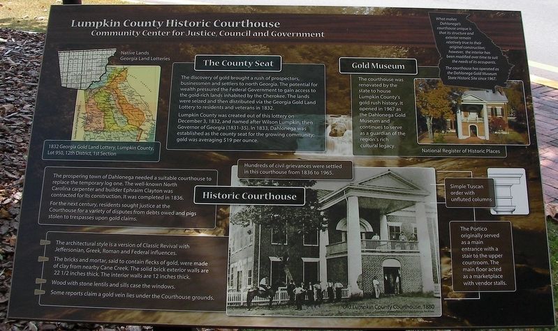 Lumpkin County Historic Courthouse Marker. Click for full size. Lumpkin County Historic Courthouse Marker image. Click for full size.