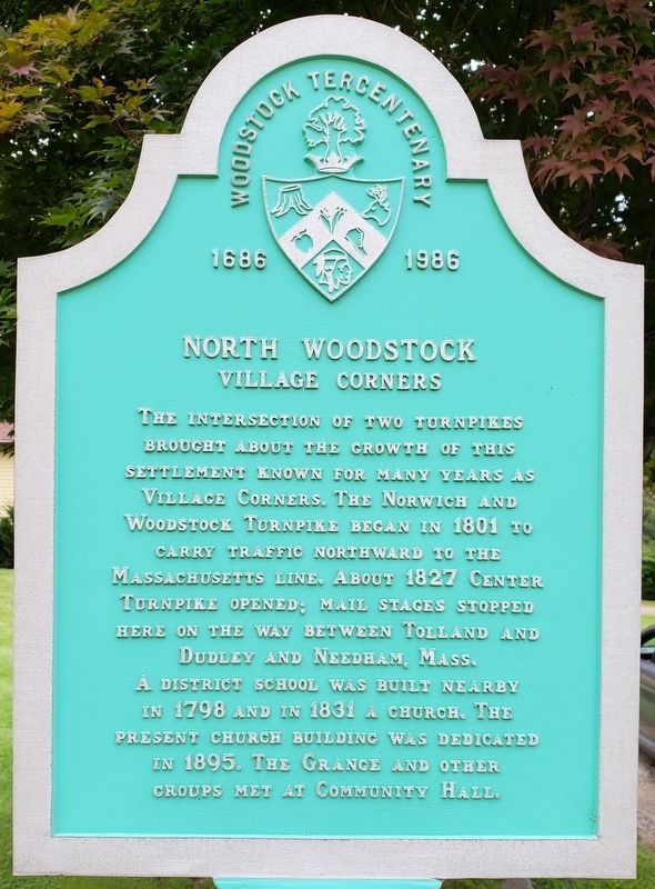 North Woodstock Village Corners Marker Front image. Click for full size.
