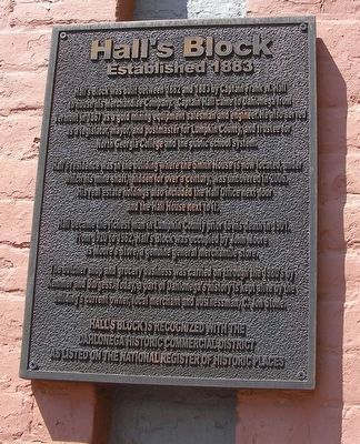 Hall's Block Established 1883 Marker image. Click for full size.