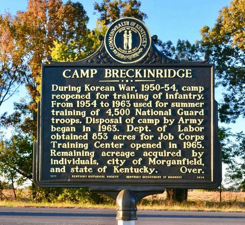 Camp Breckinridge Marker (reverse) image. Click for full size.