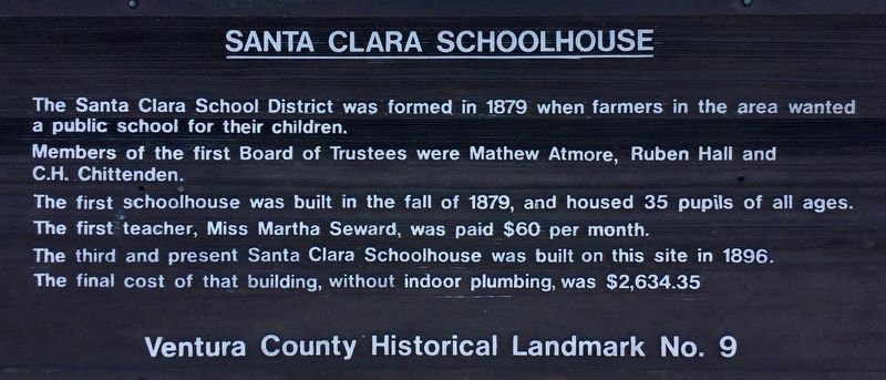 Santa Clara Schoolhouse Marker image. Click for full size.