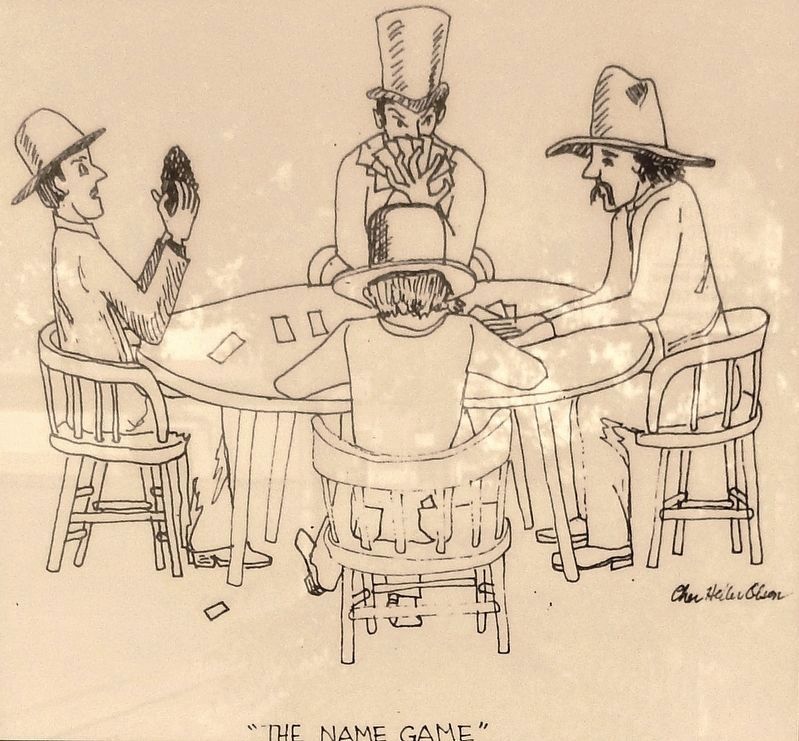 Marker detail: The poker game for the naming of the new town image. Click for full size.