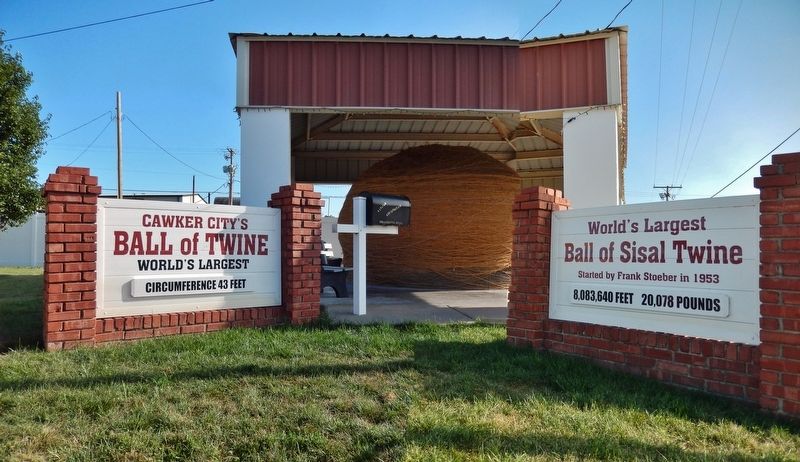 "World's Largest Ball of Sisal Twine" (<i>located across the street from this marker</i>) image. Click for full size.