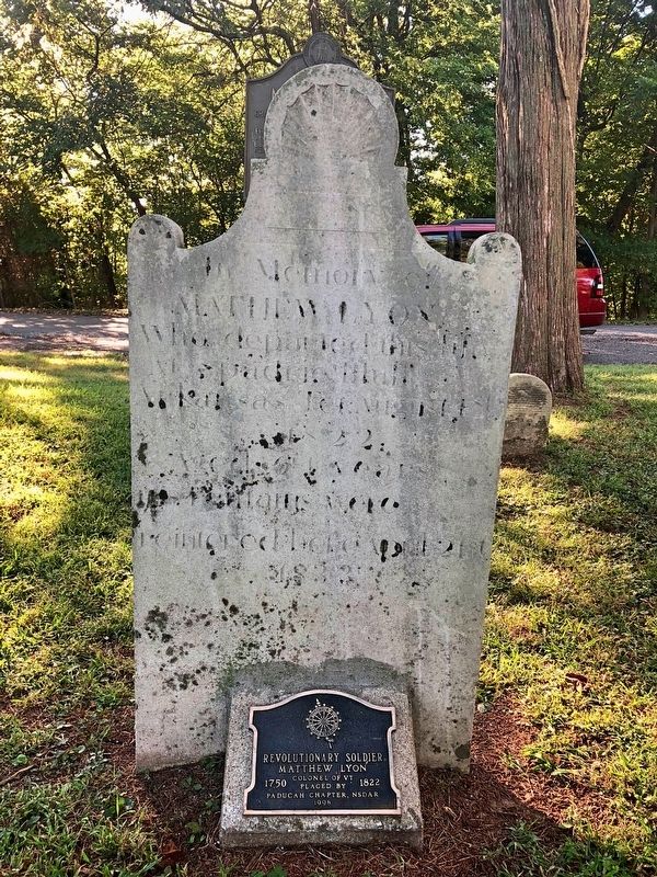 View of Matthew Lyon's Grave and DAR plaque. image. Click for full size.
