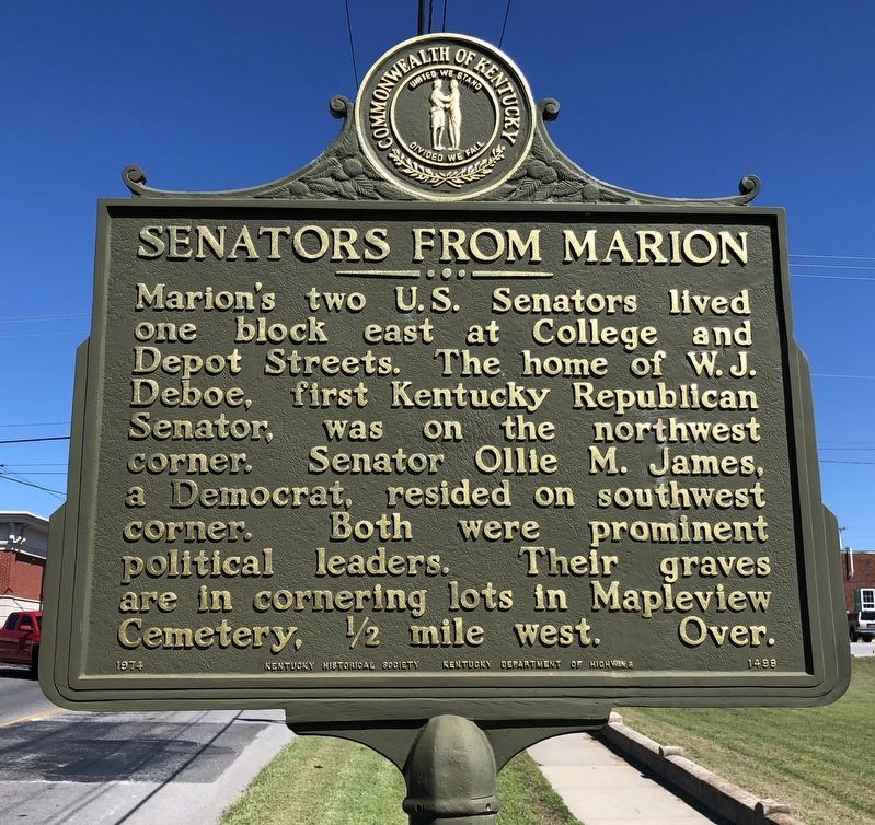 Senators from Marion Marker image. Click for full size.