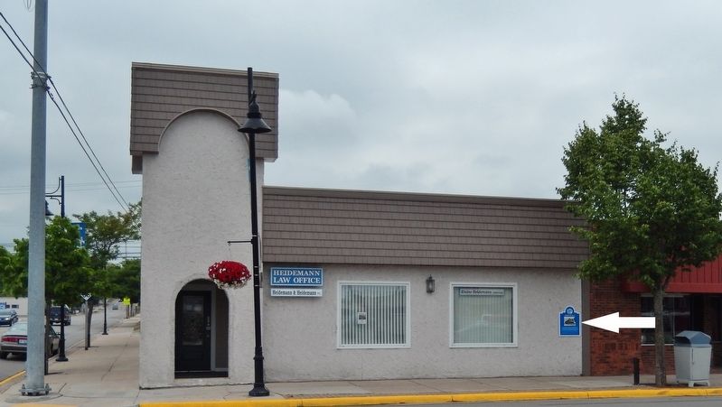 Site of Bertram Building Marker (<i>wide view; marker visible at right</i>). Click for full size. Site of Bertram Building Marker (<i>wide view; marker visible at right</i>) image. Click for full size.