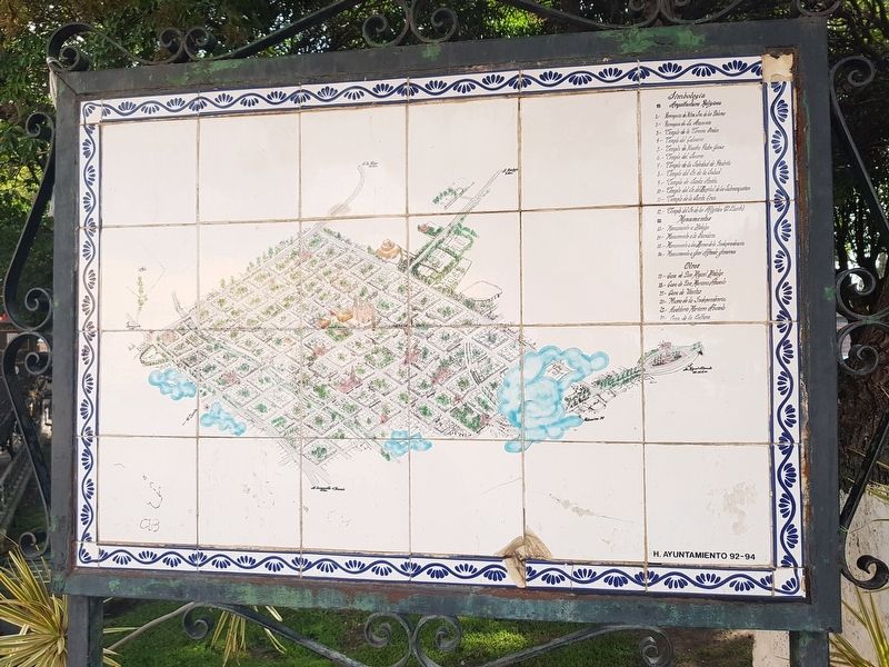 A nearby map of Dolores Hidalgo, just south of the Casa de Visitas Marker image. Click for full size.
