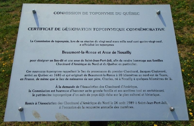 Beaumont-la-Ronce et Anse de Nouzilly Marker. Click for full size. Beaumont-la-Ronce et Anse de Nouzilly Marker image. Click for full size.