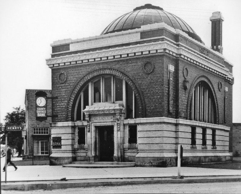 Marker detail: Historic photo of Presque Isle County Savings Bank (previously at this location) image. Click for full size.
