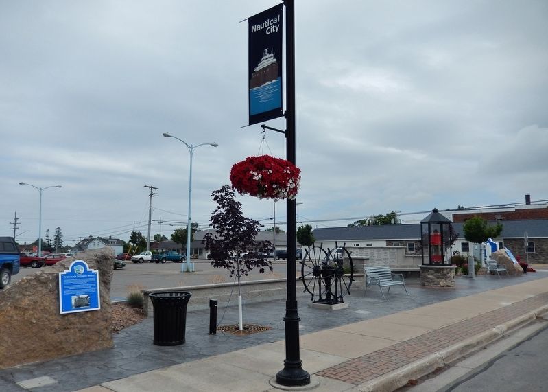 Emergency Steering Wheel Marker (<i>wide view from North 3rd Street</i>). Click for full size. Emergency Steering Wheel Marker (<i>wide view from North 3rd Street</i>) image. Click for full size.