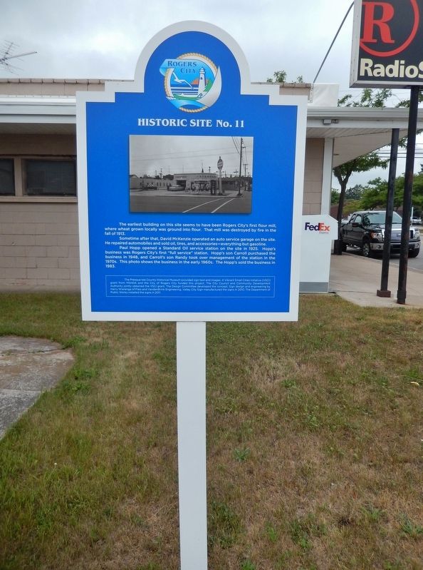 Site of Rogers City's First Flour Mill Marker (<i>tall view</i>) image. Click for full size.