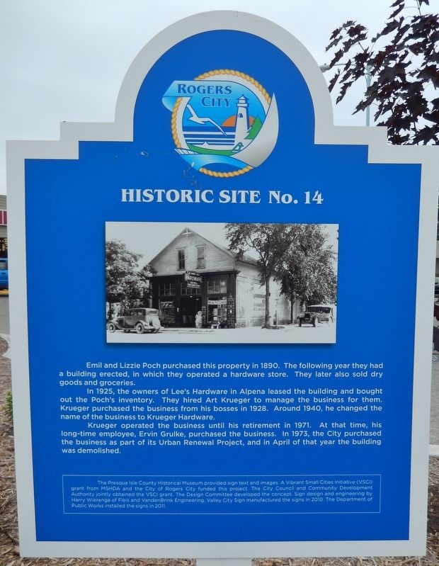 Site of Emil & Lizzie Poch Hardware Store Marker image. Click for full size.