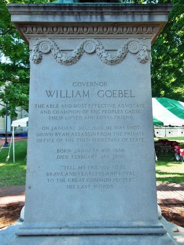 Governor William Goebel Marker (<i>panel 1</i>) image. Click for full size.