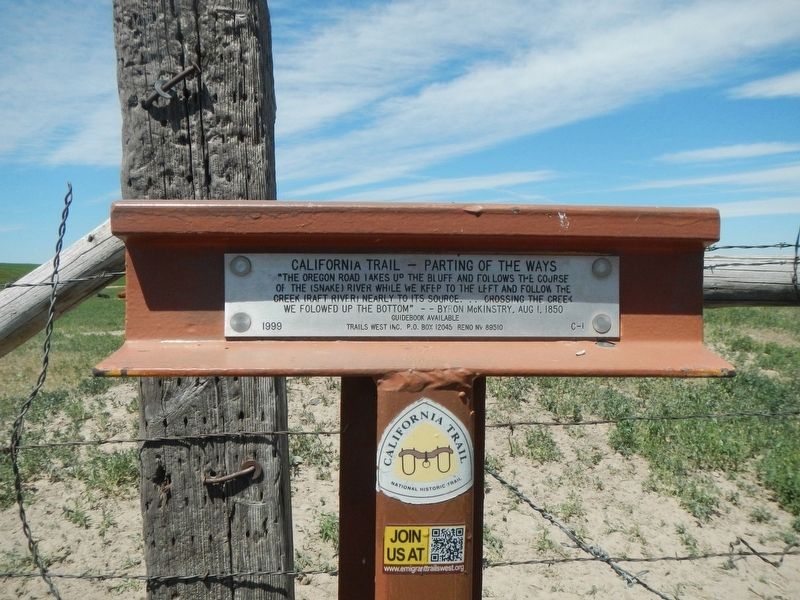 California Trail - Parting of the Ways Marker. Click for full size. California Trail - Parting of the Ways Marker image. Click for full size.