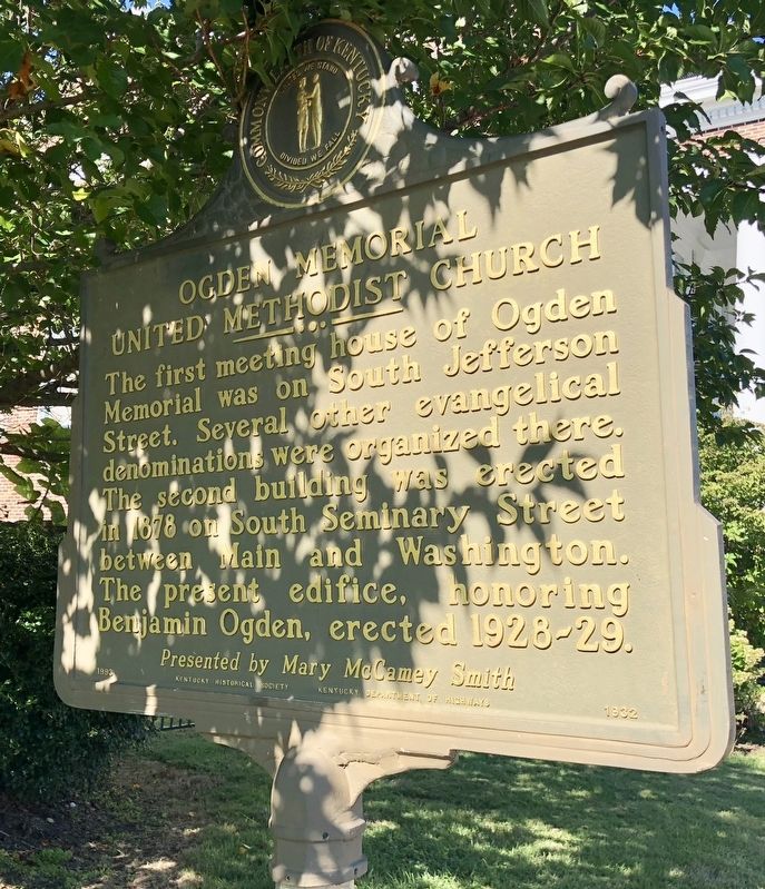 Ogden Memorial United Methodist Church Marker (reverse) image. Click for full size.