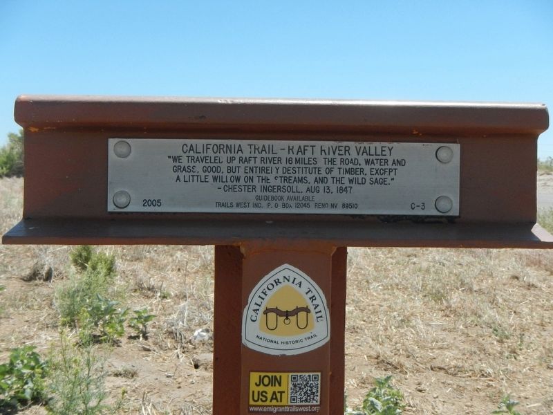 California Trail - Raft River Valley Marker. Click for full size. California Trail - Raft River Valley Marker image. Click for full size.