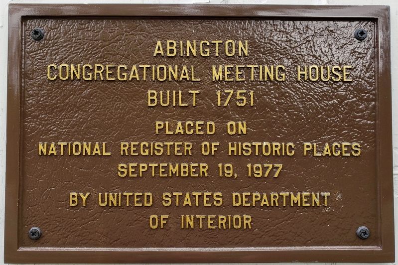 Abington Congregational Meeting House Marker. Click for full size. Abington Congregational Meeting House Marker image. Click for full size.