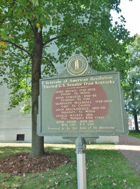 Veterans of American Revolution Marker (<i>tall view; northwest corner Old State Capitol behind</i>). Click for full size. Veterans of American Revolution Marker (<i>tall view; northwest corner Old State Capitol behind</i>) image. Click for full size.