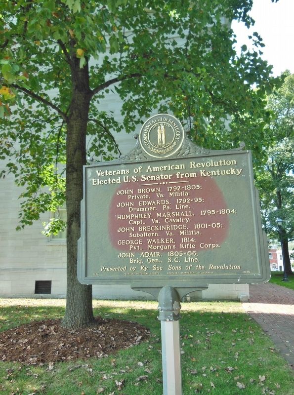 Veterans of American Revolution Marker (<i>tall view; northwest corner Old State Capitol behind</i>) image. Click for full size.