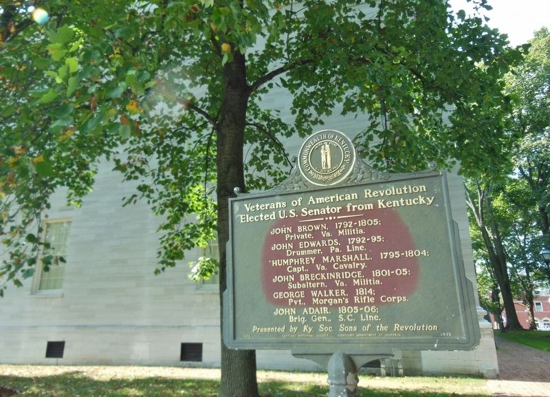 Veterans of American Revolution Marker (<i>wide view; northwest corner Old State Capitol behind</i>) image. Click for full size.