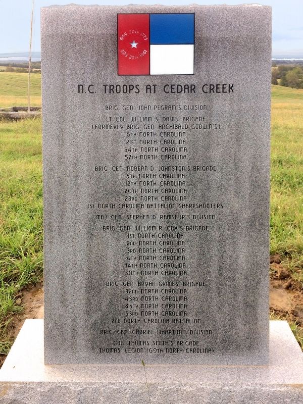 N.C. Troops at Cedar Creek Marker image. Click for full size.