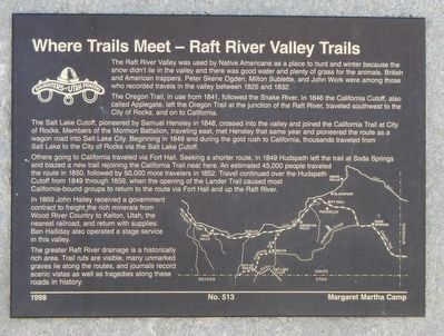 Where Trails Meet - Raft River Valley Trails Marker image. Click for full size.