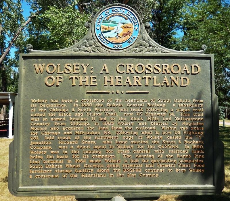 Wolsey: A Crossroad of the Heartland (<i>marker side 1</i>) image. Click for full size.