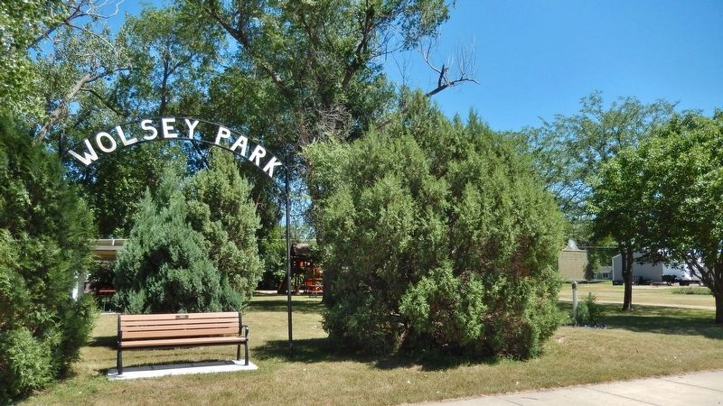 Wolsey Park (<i>wide view from Commercial Avenue; marker visible at far right</i>) image. Click for full size.
