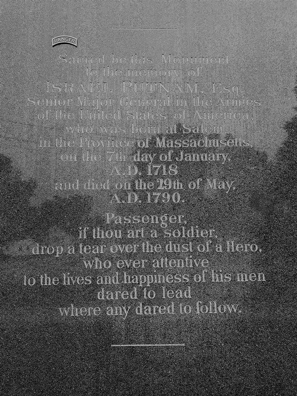 Israel Putnam Monument Marker. Click for full size. Israel Putnam Monument Marker image. Click for full size.