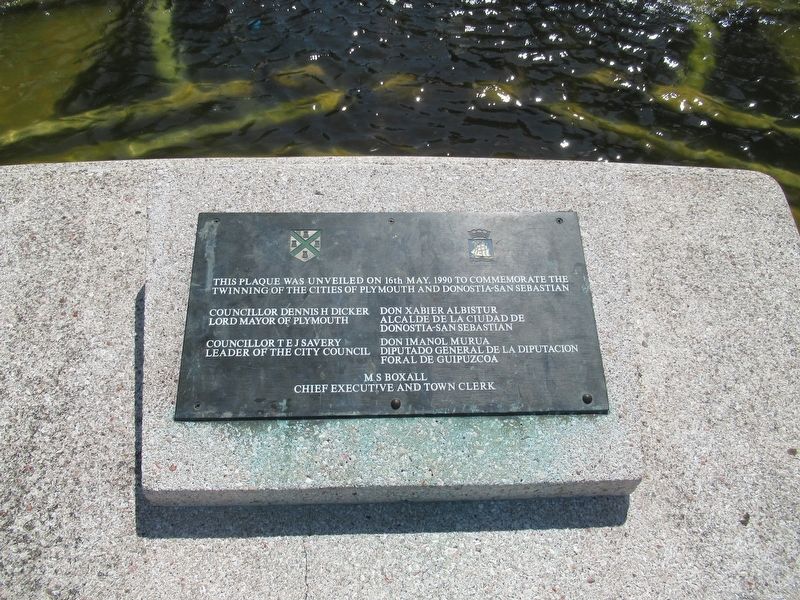 Twinning of Plymouth and Donostia-San Sebastian Marker. Click for full size. Twinning of Plymouth and Donostia-San Sebastian Marker image. Click for full size.