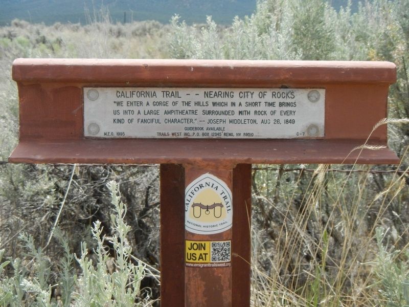 California Trail - Nearing City of Rocks Marker image. Click for full size.