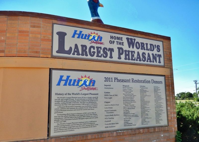 History of the World's Largest Pheasant Marker (<i>wide view</i>). Click for full size. History of the World's Largest Pheasant Marker (<i>wide view</i>) image. Click for full size.