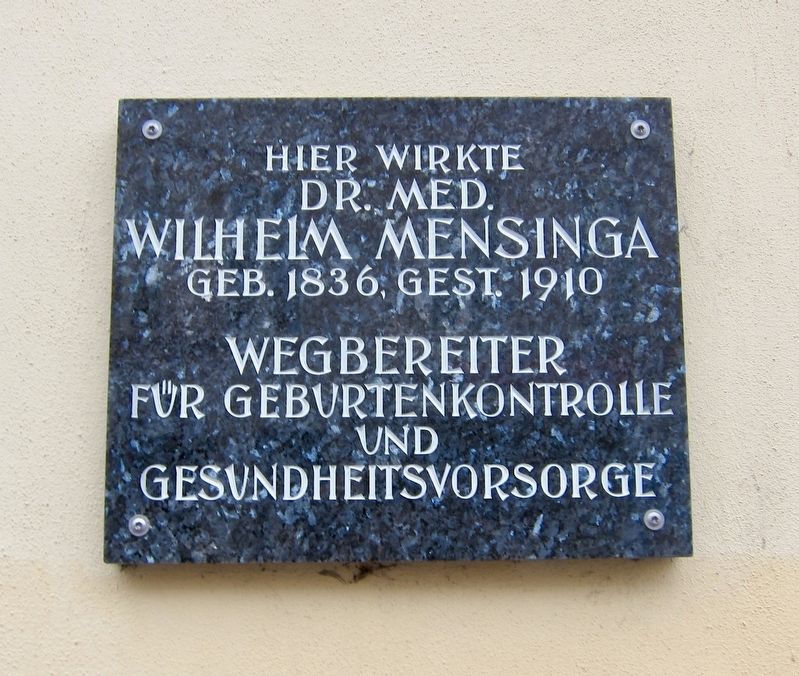 Wilhelm Mensinga Marker image. Click for full size.