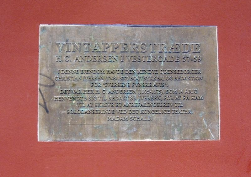 Hans Christian Andersen at Vestergade 57-59 Marker image. Click for full size.
