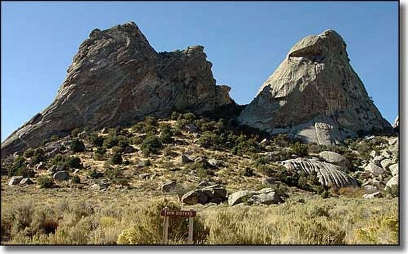 Twin Sisters, at left, and Marker image. Click for full size.