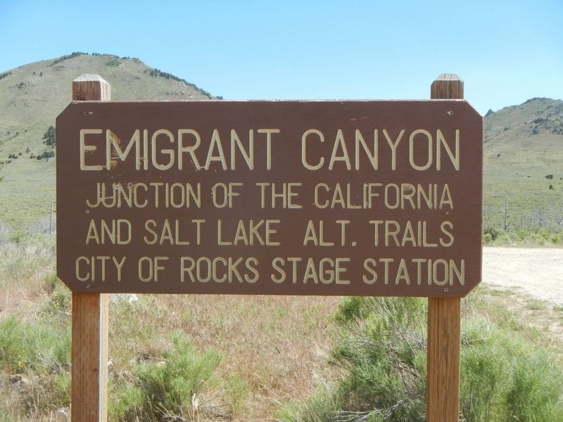 Emigrant Canyon sign. Click for full size. Emigrant Canyon sign image. Click for full size.
