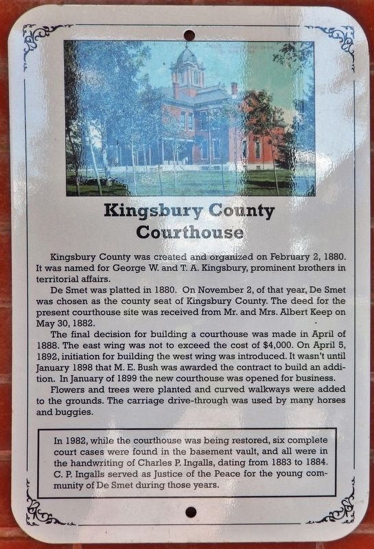 Kingsbury Courthouse Marker image. Click for full size.