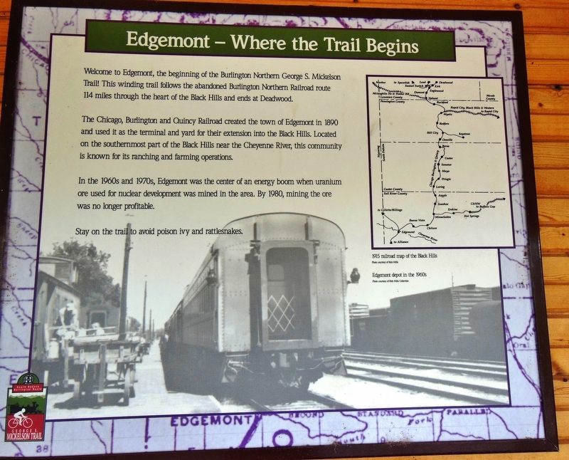 Edgemont: Where the Trail Begins Marker image. Click for full size.