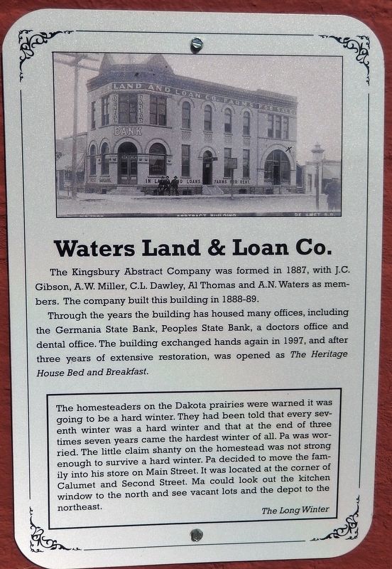 Waters Land & Loan Company Marker image. Click for full size.